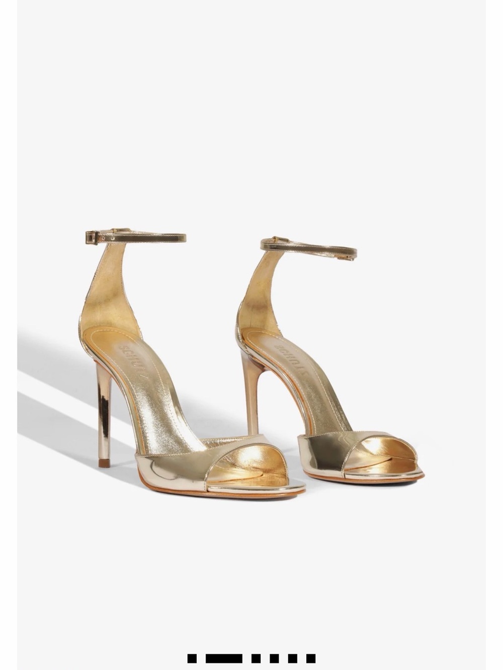 SCHUTZ Gold Metallic Open-Toe Ankle-Strap Stilettos
